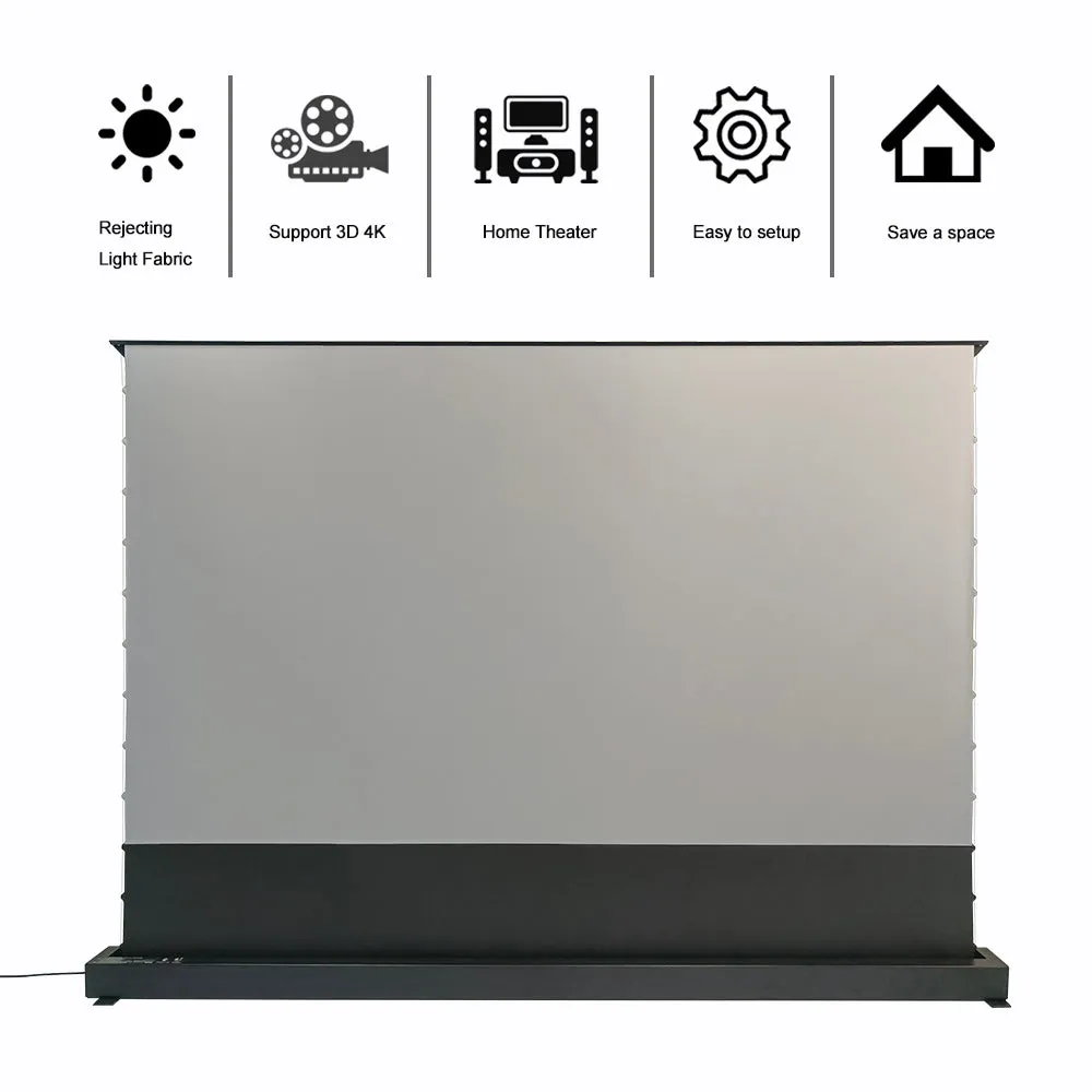 100"-120" Electric Floor Rising Tension Indoor Screen w/ Smart Voice Control