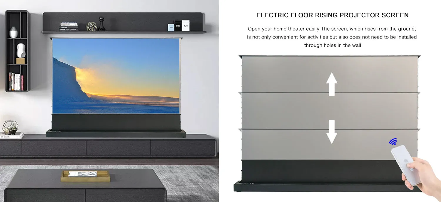 100"-120" Electric Floor Rising Tension Indoor Screen w/ Smart Voice Control
