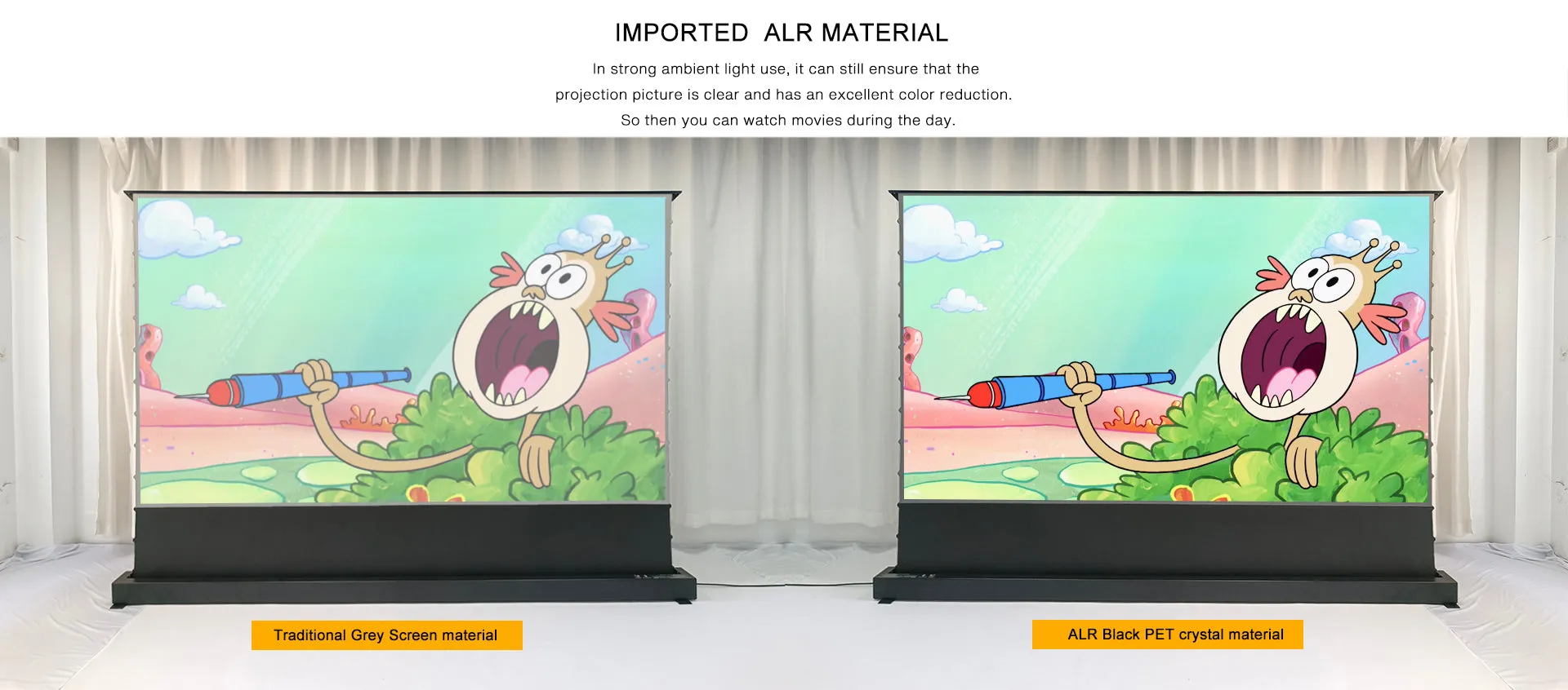100"-120" Electric Floor Rising Tension Indoor Screen w/ Smart Voice Control