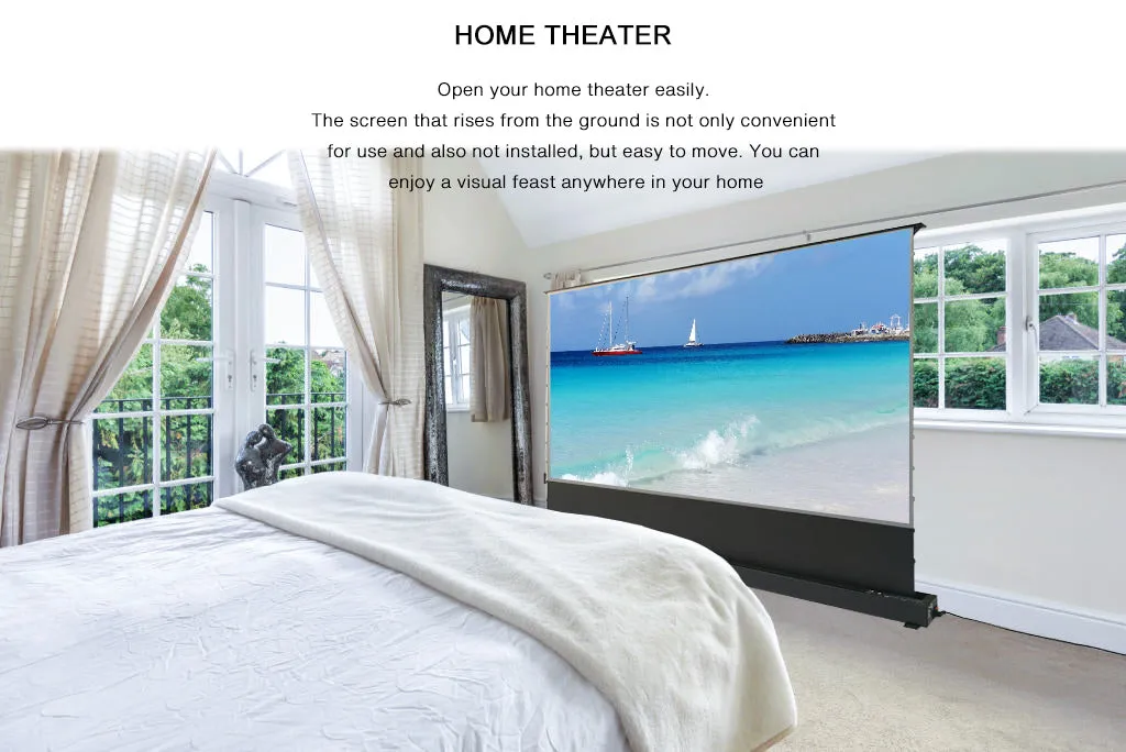 100"-120" Electric Floor Rising Tension Indoor Screen w/ Smart Voice Control