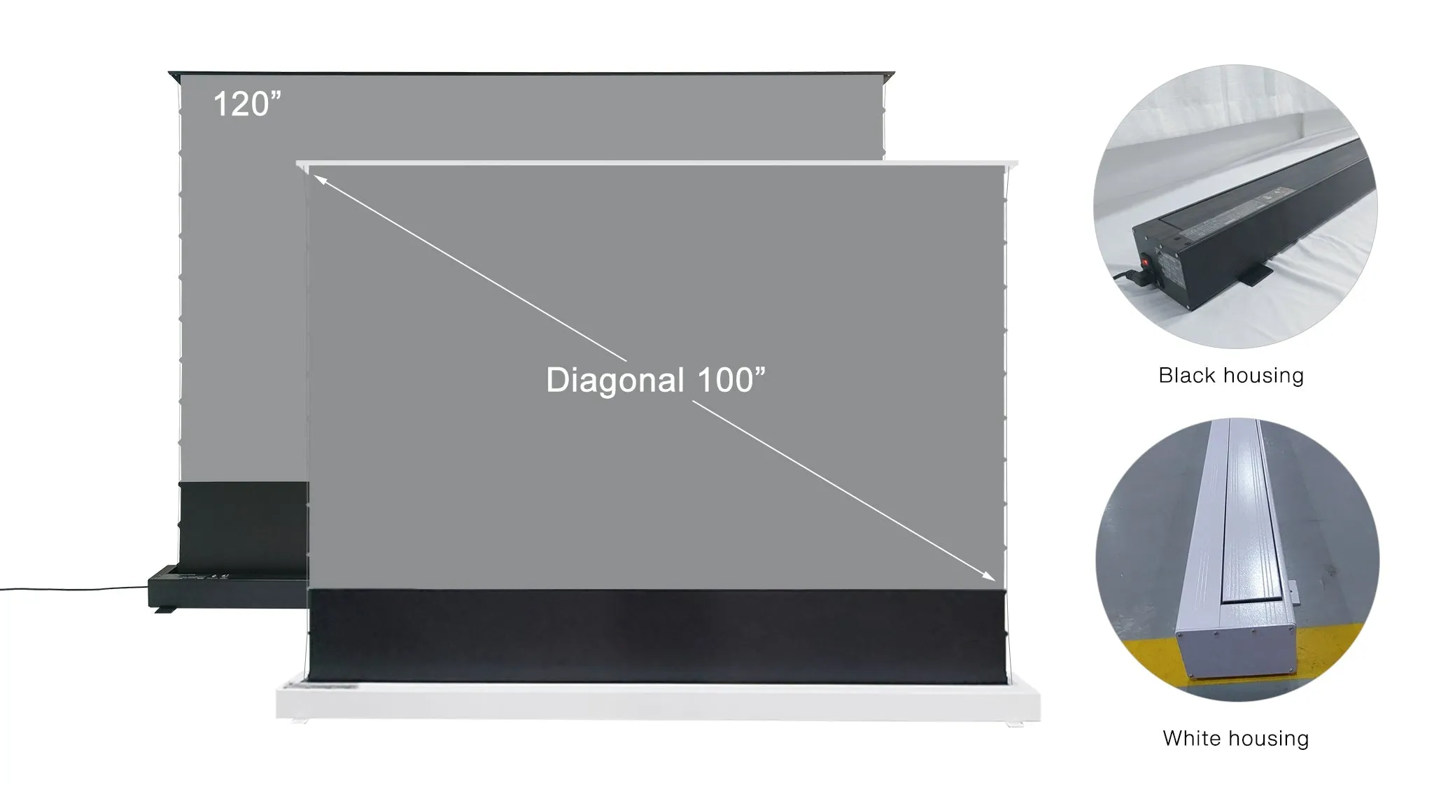 100"-120" Electric Floor Rising Tension Indoor Screen w/ Smart Voice Control