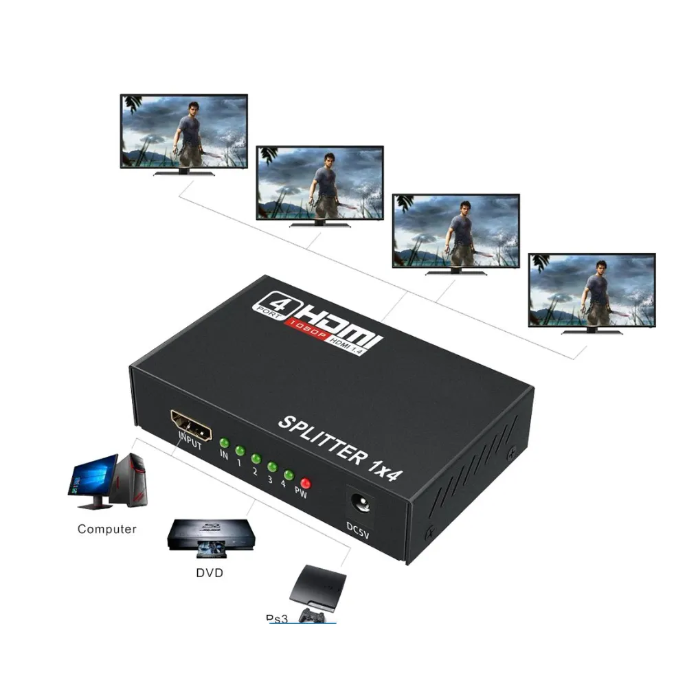 1080P 1 In 4 Hdtv High Transmission Hdmi Splitter M24-11-10