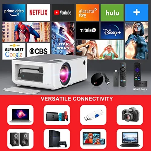1080P HD Projector, WiFi Projector Bluetooth Projector, FANGOR 230" Portable Movie Projector with Tripod, Home Theater Video Projector Compatible with HDMI, VGA, USB, Laptop, iOS & Android Smartphone