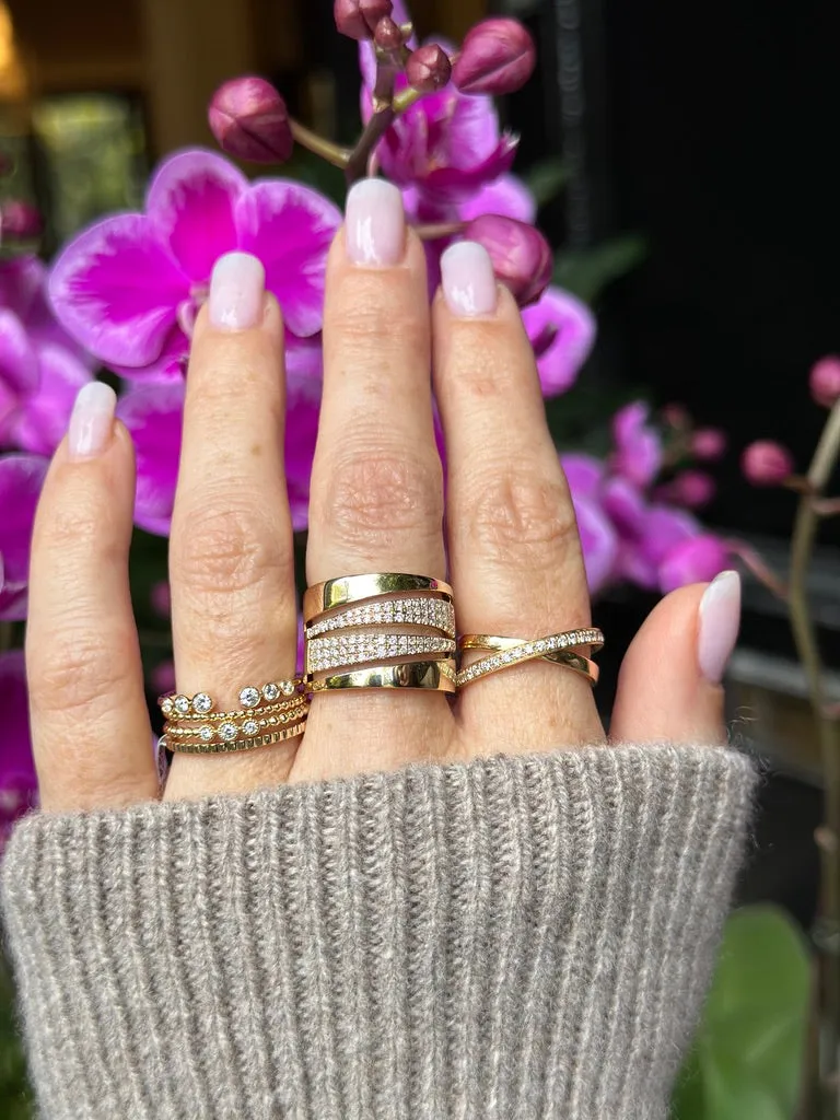 14K GOLD MINI FLUTED STACKING RING