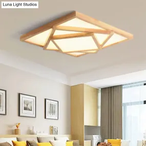 19"/25"/31.5" Wide Minimalist Wood Beige LED Ceiling Light in White/Warm/Natural Light - Flush Mount Lamp