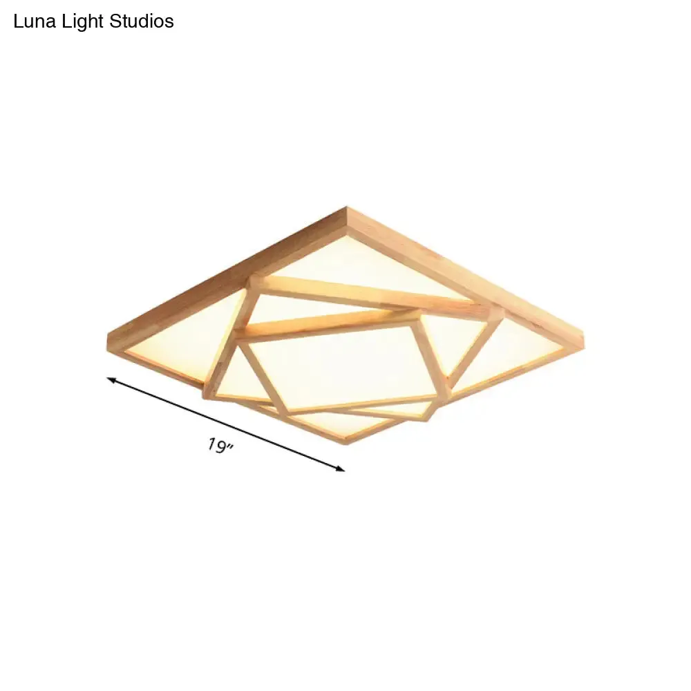 19"/25"/31.5" Wide Minimalist Wood Beige LED Ceiling Light in White/Warm/Natural Light - Flush Mount Lamp