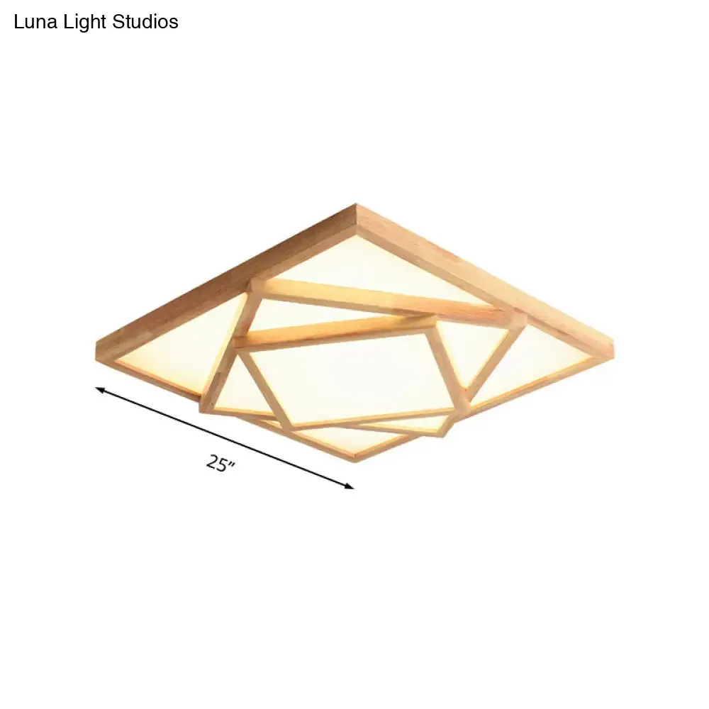 19"/25"/31.5" Wide Minimalist Wood Beige LED Ceiling Light in White/Warm/Natural Light - Flush Mount Lamp