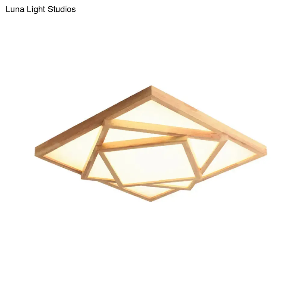 19"/25"/31.5" Wide Minimalist Wood Beige LED Ceiling Light in White/Warm/Natural Light - Flush Mount Lamp