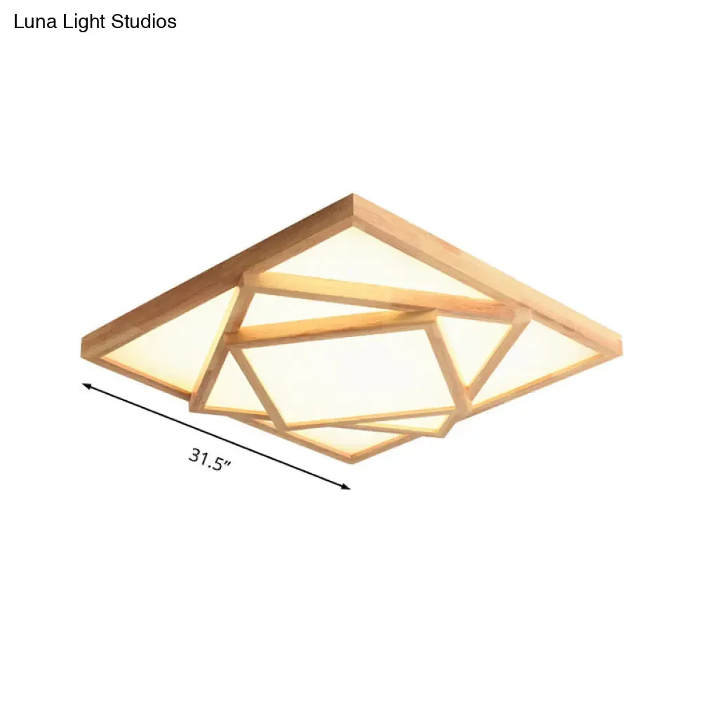 19"/25"/31.5" Wide Minimalist Wood Beige LED Ceiling Light in White/Warm/Natural Light - Flush Mount Lamp
