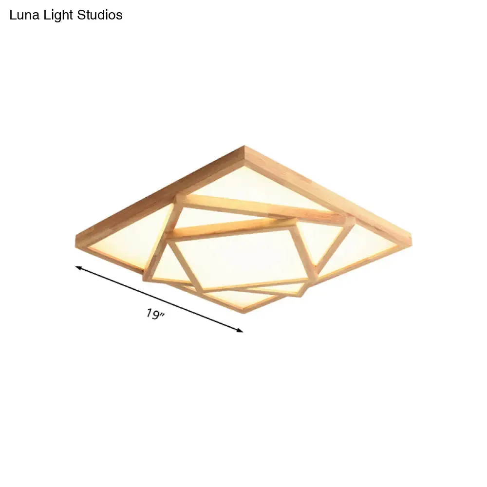 19"/25"/31.5" Wide Minimalist Wood Beige LED Ceiling Light in White/Warm/Natural Light - Flush Mount Lamp