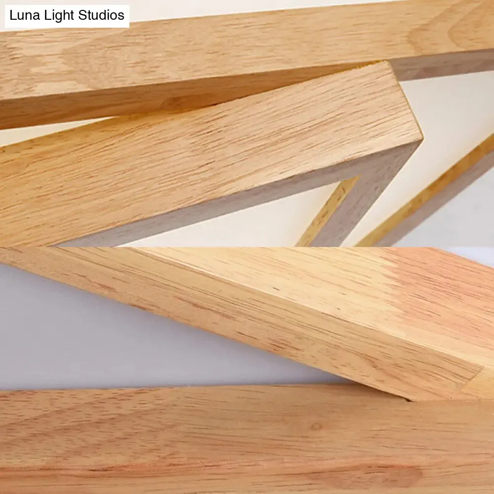 19"/25"/31.5" Wide Minimalist Wood Beige LED Ceiling Light in White/Warm/Natural Light - Flush Mount Lamp