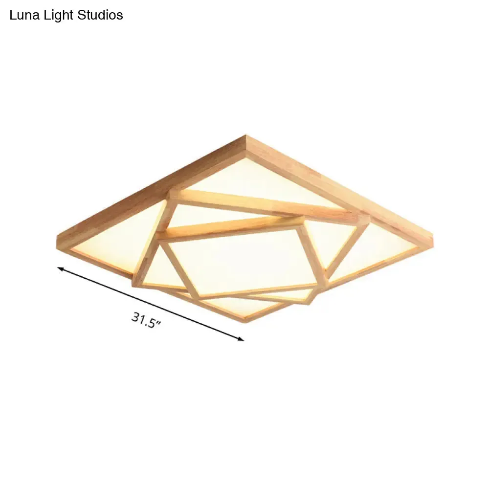 19"/25"/31.5" Wide Minimalist Wood Beige LED Ceiling Light in White/Warm/Natural Light - Flush Mount Lamp