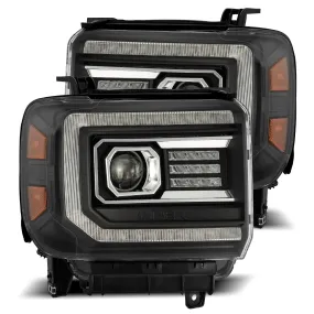 2014- 2018 GMC Sierra Projector Headlights Plank Style Design Black w/ Activation Light / Sequential Signal and DRL. Alpha Rex 880613