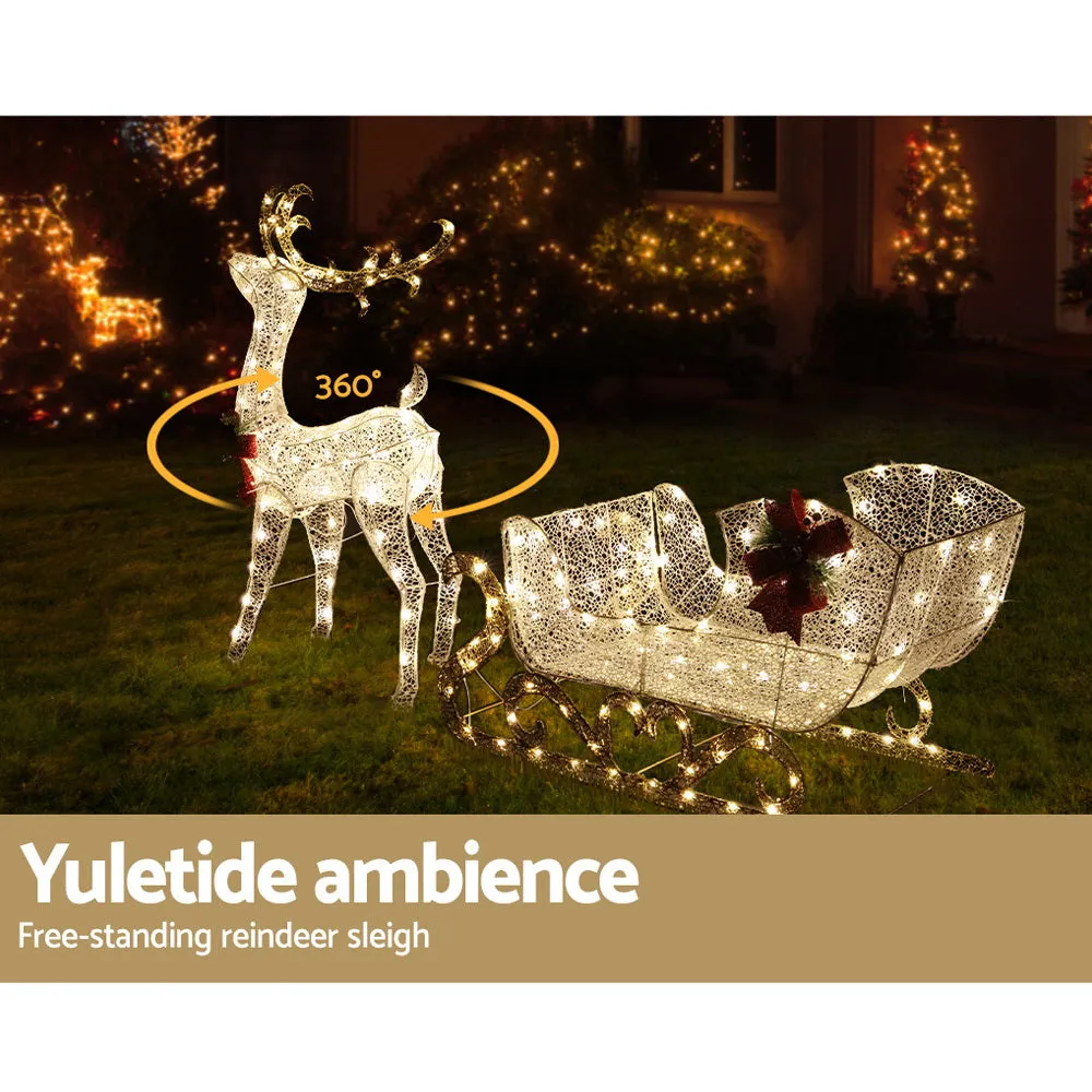 215 LED Christmas Lights Reindeer Sleigh Decorations