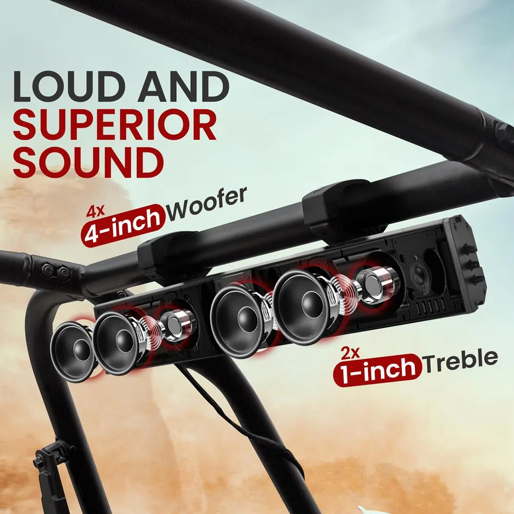 26" Wide Aluminum Alloy Sound Bar Speaker System W Aux/Bt/Usb/Rgb Lights And Remote Control, 4 X 30 Watts