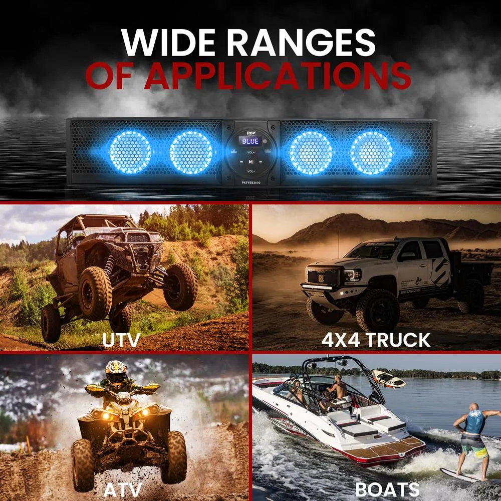 26" Wide Aluminum Alloy Sound Bar Speaker System W Aux/Bt/Usb/Rgb Lights And Remote Control, 4 X 30 Watts