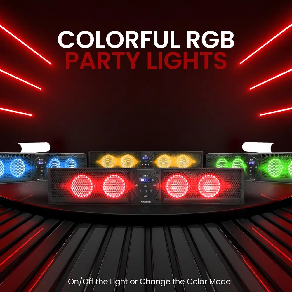 26" Wide Aluminum Alloy Sound Bar Speaker System W Aux/Bt/Usb/Rgb Lights And Remote Control, 4 X 30 Watts