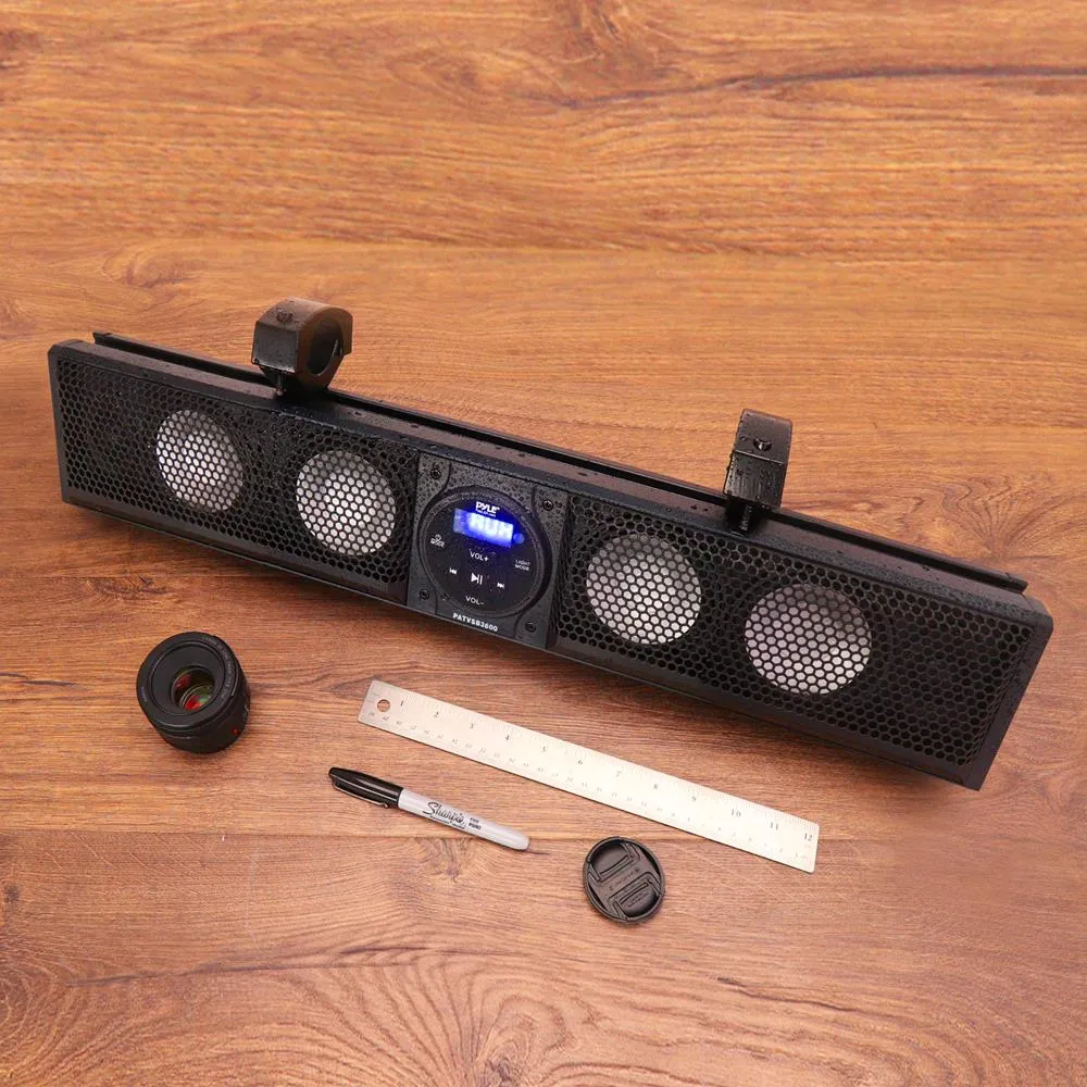 26" Wide Aluminum Alloy Sound Bar Speaker System W Aux/Bt/Usb/Rgb Lights And Remote Control, 4 X 30 Watts