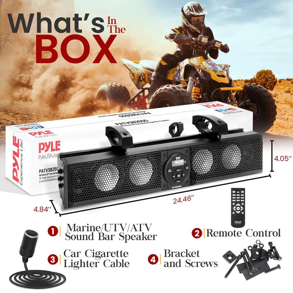26" Wide Aluminum Alloy Sound Bar Speaker System W Aux/Bt/Usb/Rgb Lights And Remote Control, 4 X 30 Watts