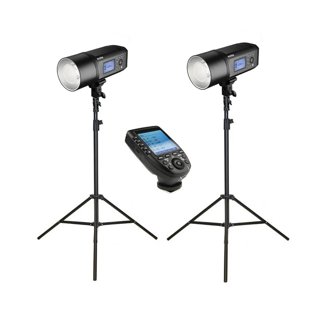 2x Godox AD600Pro Witstro Studio Flash Strobe Light & Stand Kit with XPro Trigger - Bundle