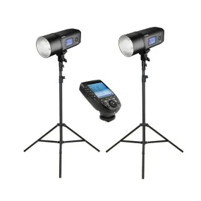 2x Godox AD600Pro Witstro Studio Flash Strobe Light & Stand Kit with XPro Trigger - Bundle
