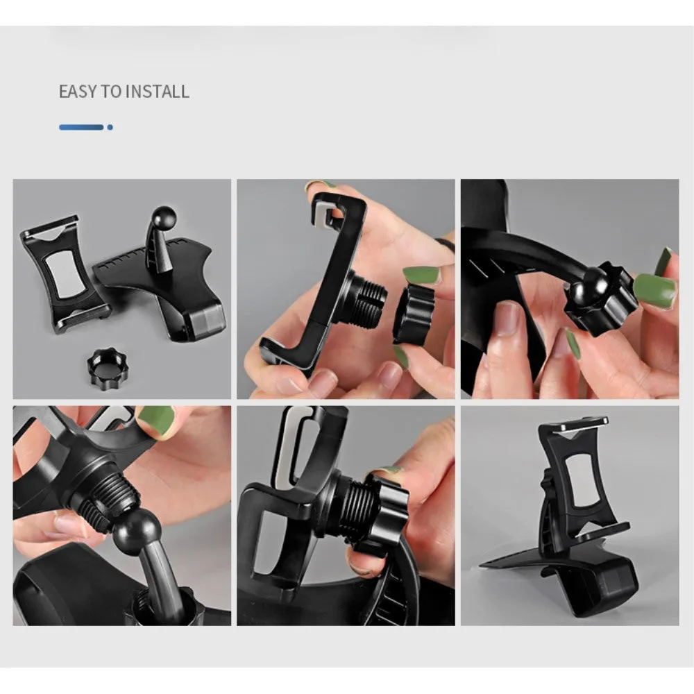 3 in 1 Car GPS Smartphone Holder: Dashboard / Visor Clamp   AC Grid Clip for Intex Aqua Strong 5.1  - Black