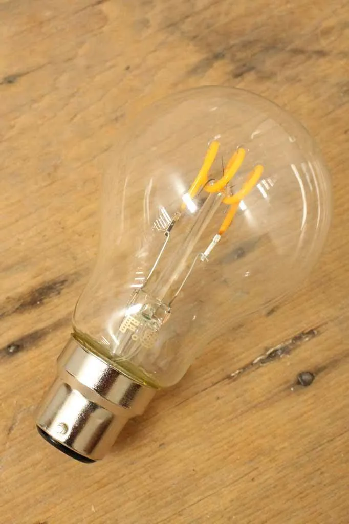 3W B22 Filament LED Tri Loop A60 Round 2200K Bulb