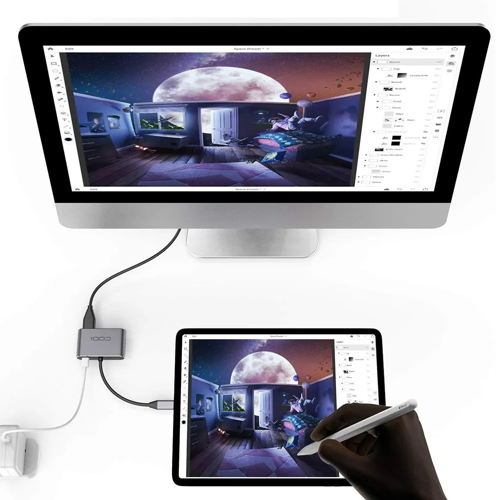 4-In-1 USB-C Display Adapter (HDMI, VGA, USB-C PD, USB-A 3.0)