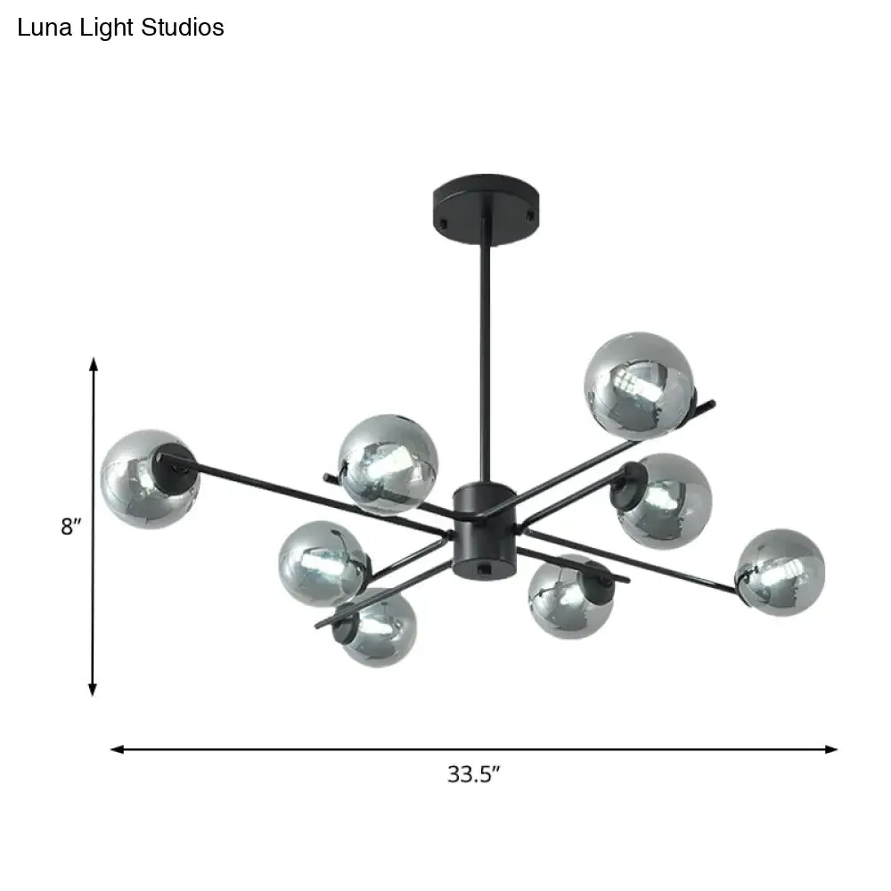 41.5" Wide Black Sputnik Chandelier - Modern Silver Glass Pendant Light