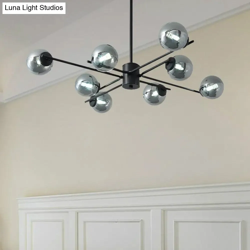 41.5" Wide Black Sputnik Chandelier - Modern Silver Glass Pendant Light
