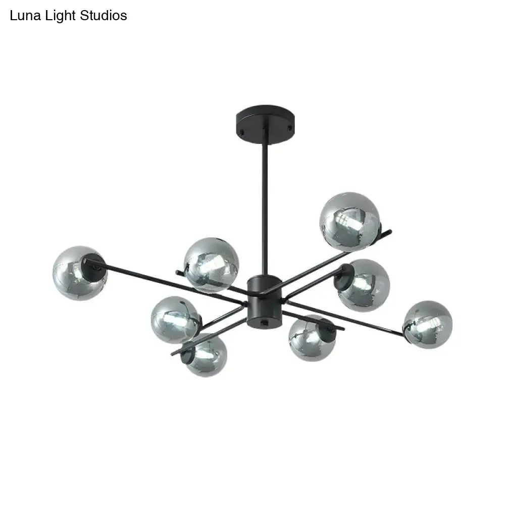 41.5" Wide Black Sputnik Chandelier - Modern Silver Glass Pendant Light