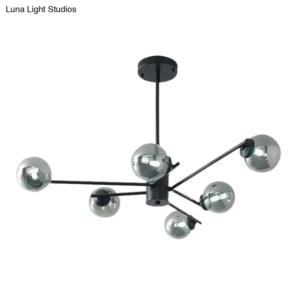 41.5" Wide Black Sputnik Chandelier - Modern Silver Glass Pendant Light