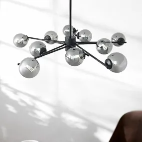 41.5" Wide Black Sputnik Chandelier - Modern Silver Glass Pendant Light