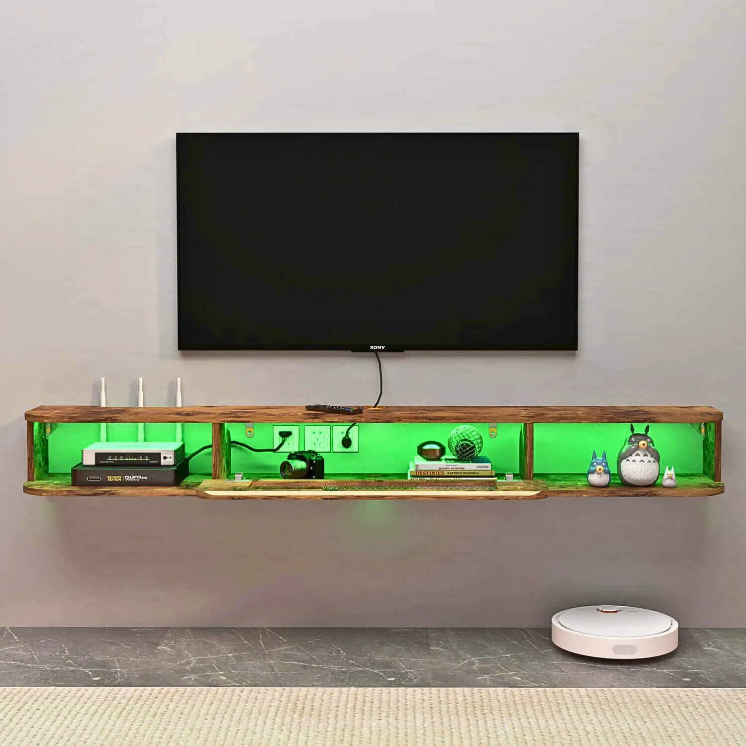 47" Eclaire Floating TV Stand, Rustic Brown