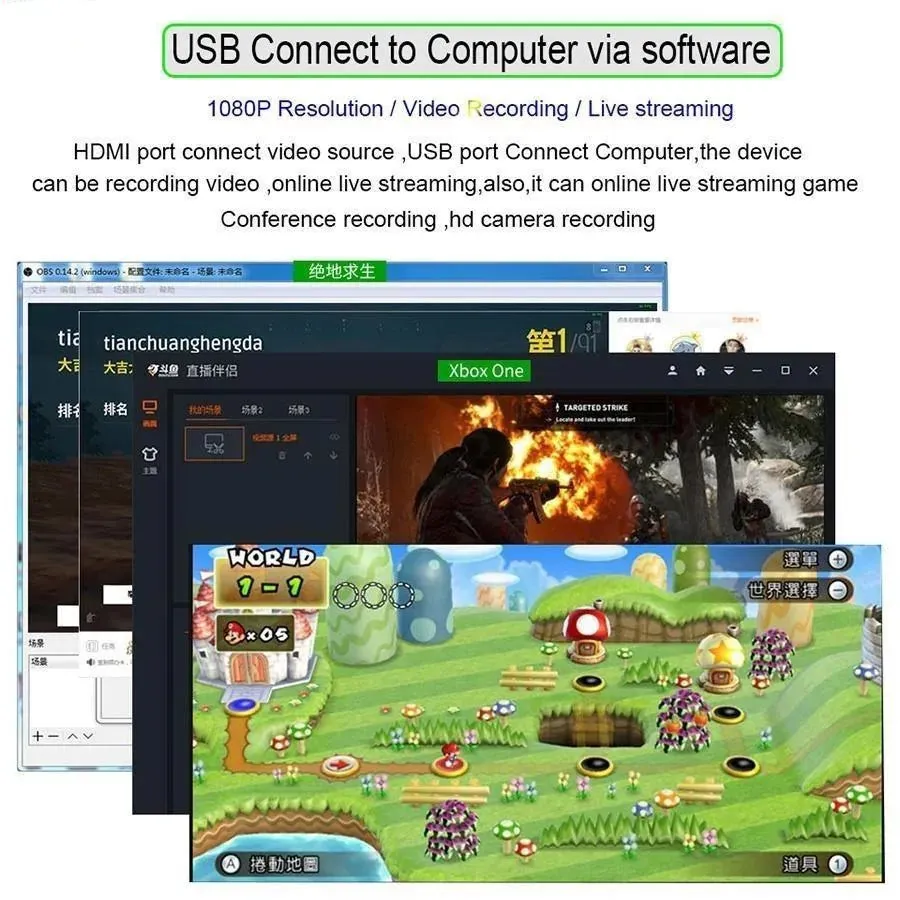 4K 1080P HDMI To USB 2.0 Video Capture Game Recording Box for PC Youtube OBS Streaming