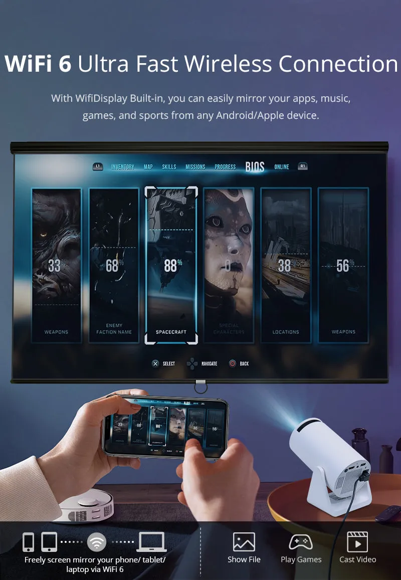 4K Android Projector Bluetooth | 200ANSI Outdoor Projector