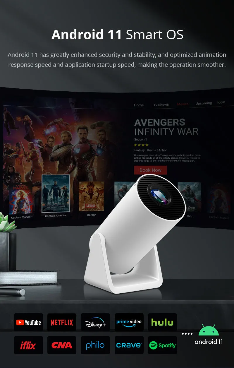 4K Android Projector Bluetooth | 200ANSI Outdoor Projector