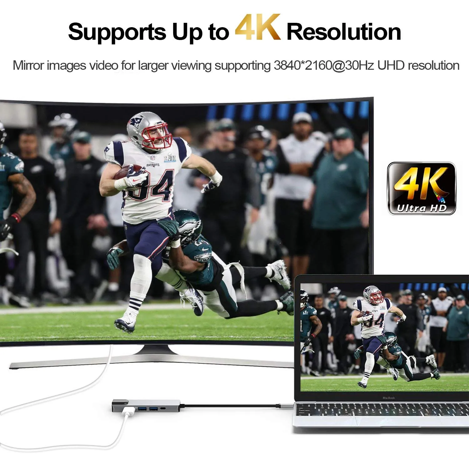 4K HDMI 5-in-1 USB-C Hub with Ethernet & Power Delivery