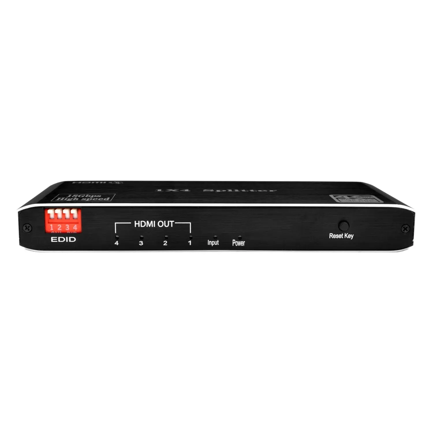 4K x 2K 1 in 4 Out HDMI Splitter Audio Video Distributor Box 60Hz Supports HDMI 2.0, 3D HDR
