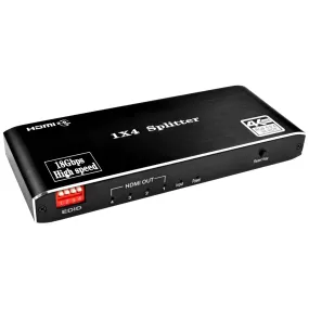 4K x 2K 1 in 4 Out HDMI Splitter Audio Video Distributor Box 60Hz Supports HDMI 2.0, 3D HDR