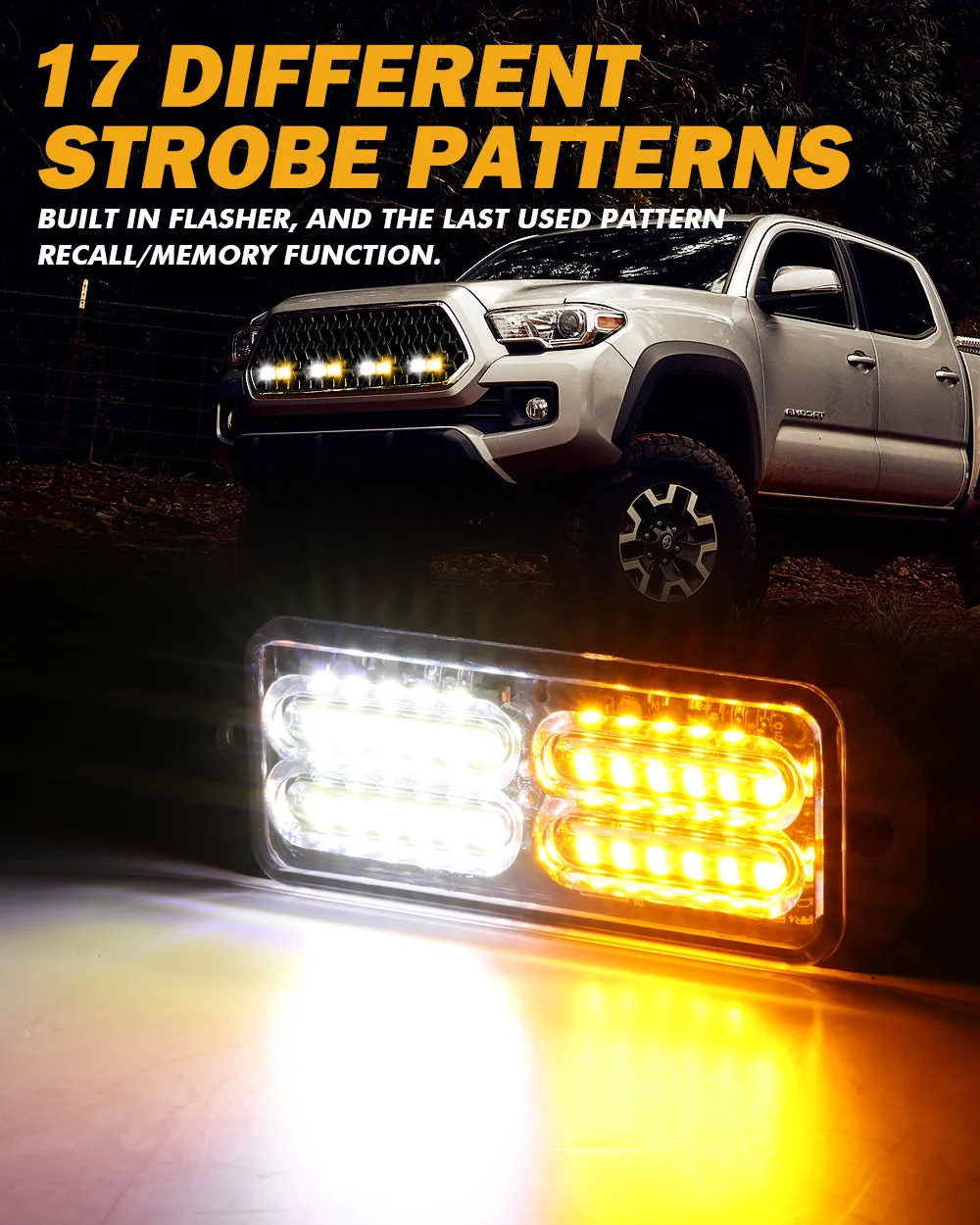 (4PSC/SET) 24LED Emergency Surface Mount Grill Strobe Light for Trucks Vehicles ATV RV Cars Van