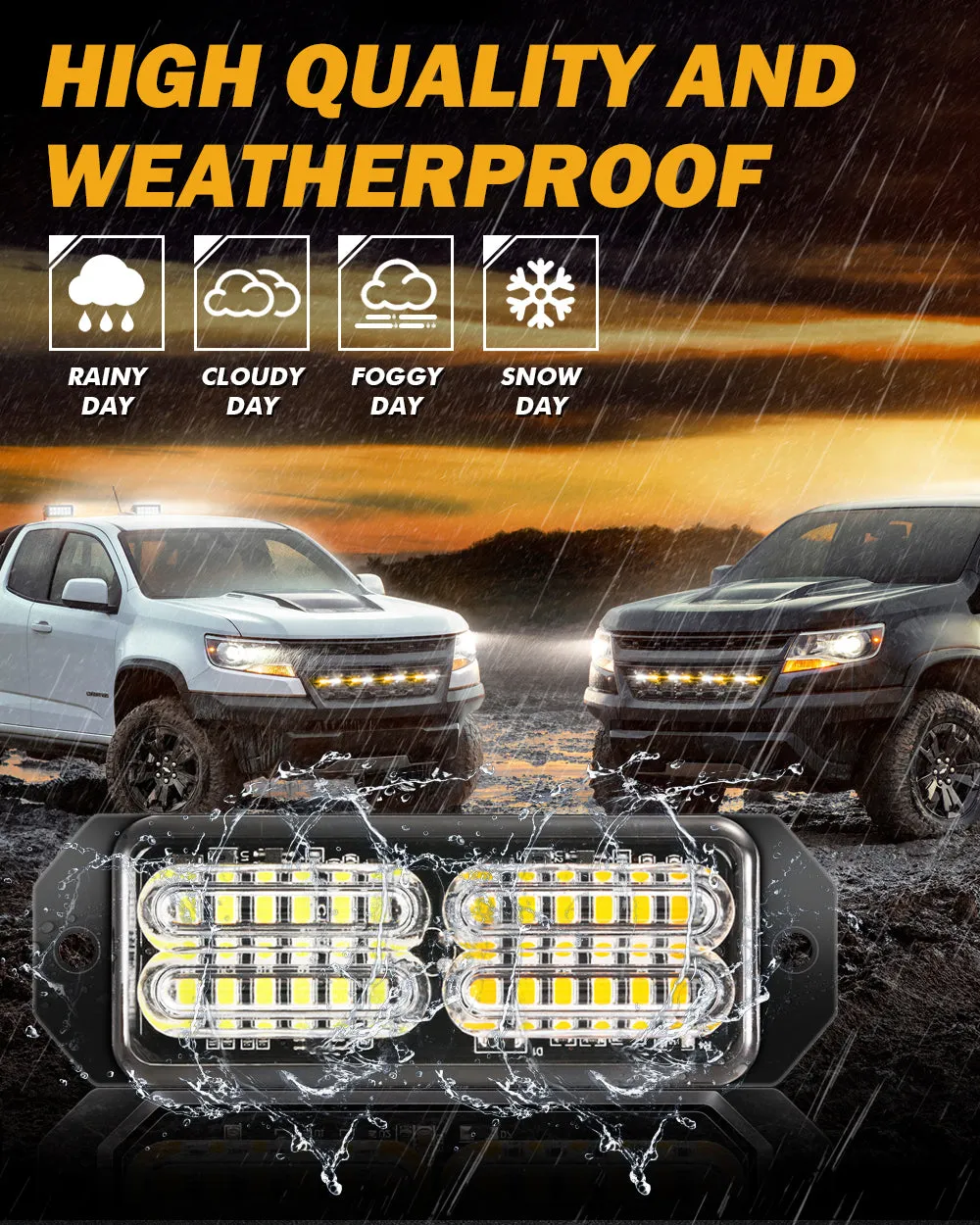 (4PSC/SET) 24LED Emergency Surface Mount Grill Strobe Light for Trucks Vehicles ATV RV Cars Van