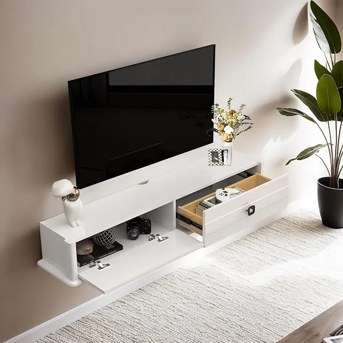 51.18″ Polara Solid Wood TV Stand, High Gloss White