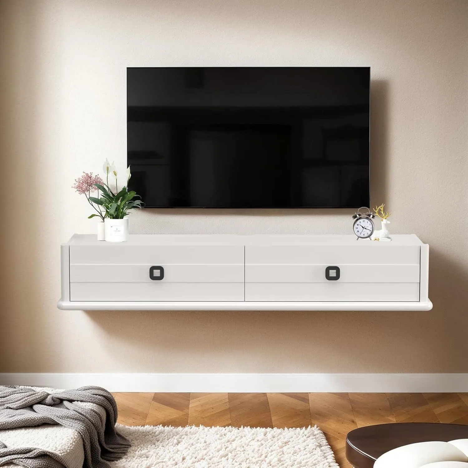 51.18″ Polara Solid Wood TV Stand, High Gloss White
