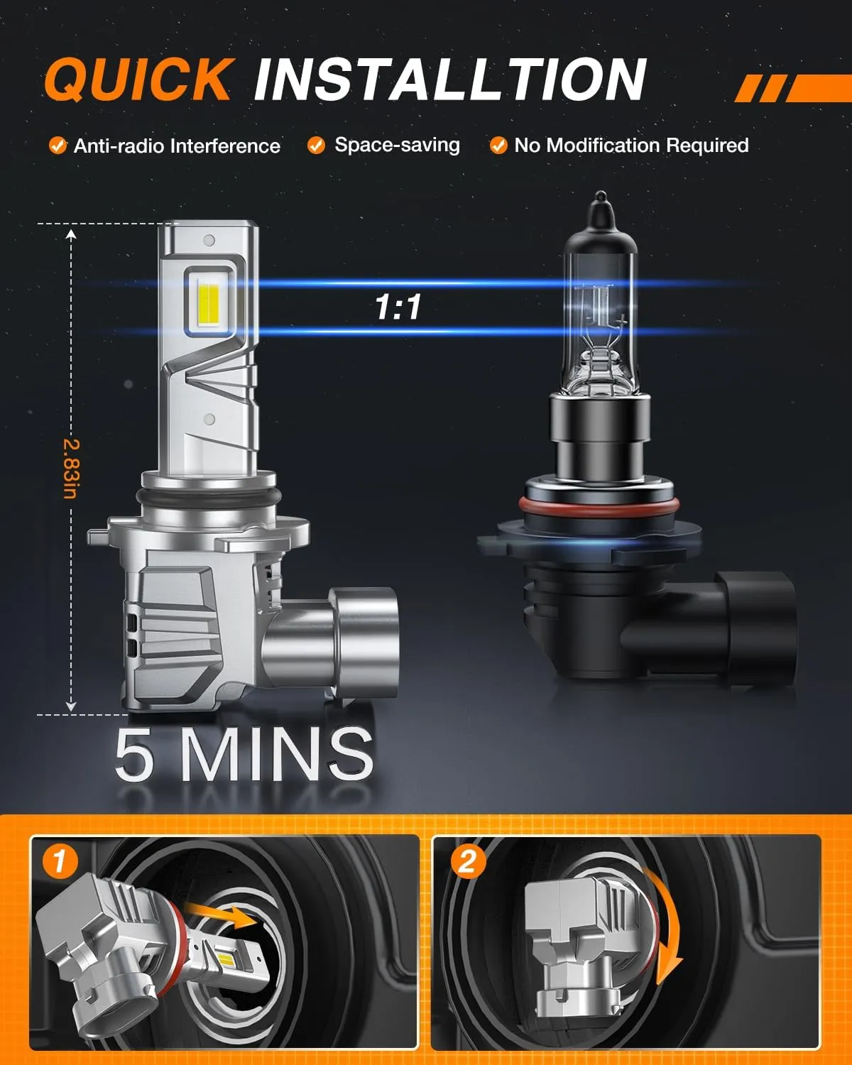 9006/HB4 Switchback LED Headlight Bulbs CS1 Series