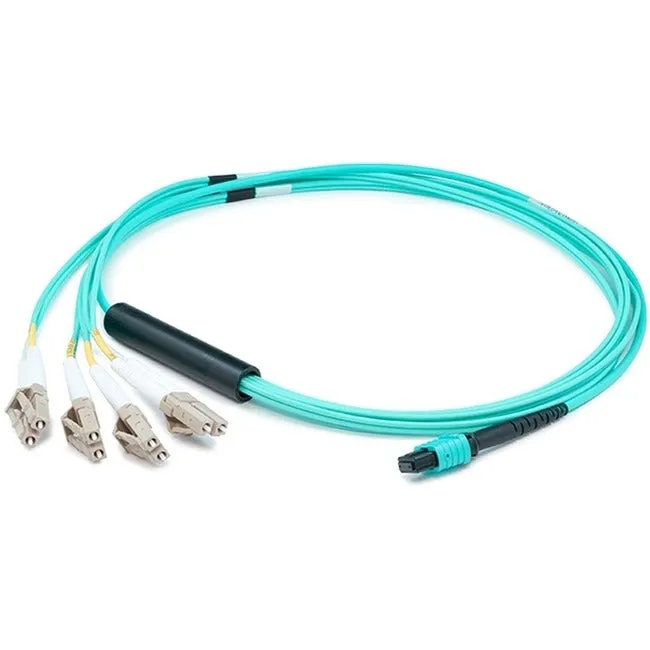 AddOn 3m MPO (Female) to 8xLC (Male) 8-Strand Aqua OM3 Plenum-Rated Fiber Fanout Cable ADD-MPO-4LC3M5OM3P