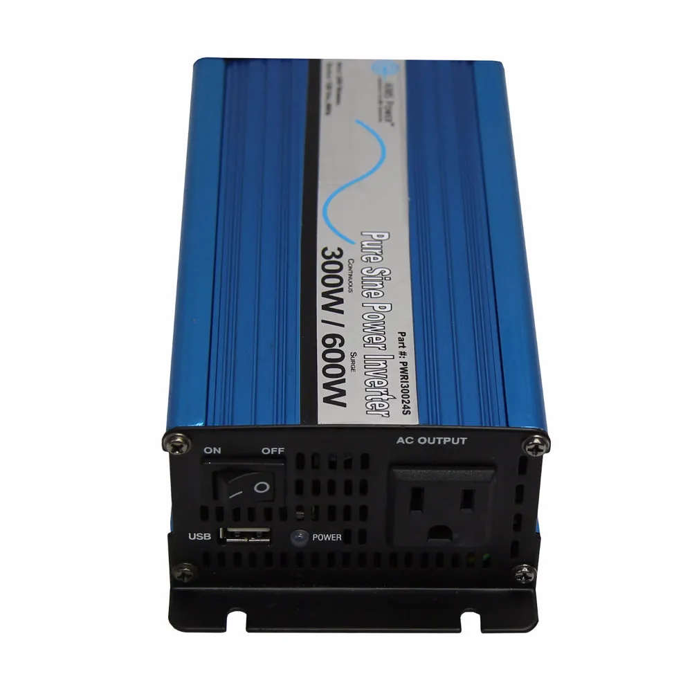 Aims Power - 300 Watt Pure Sine Inverter - 24 VDC 120 VAC 60Hz - PWRI30024S