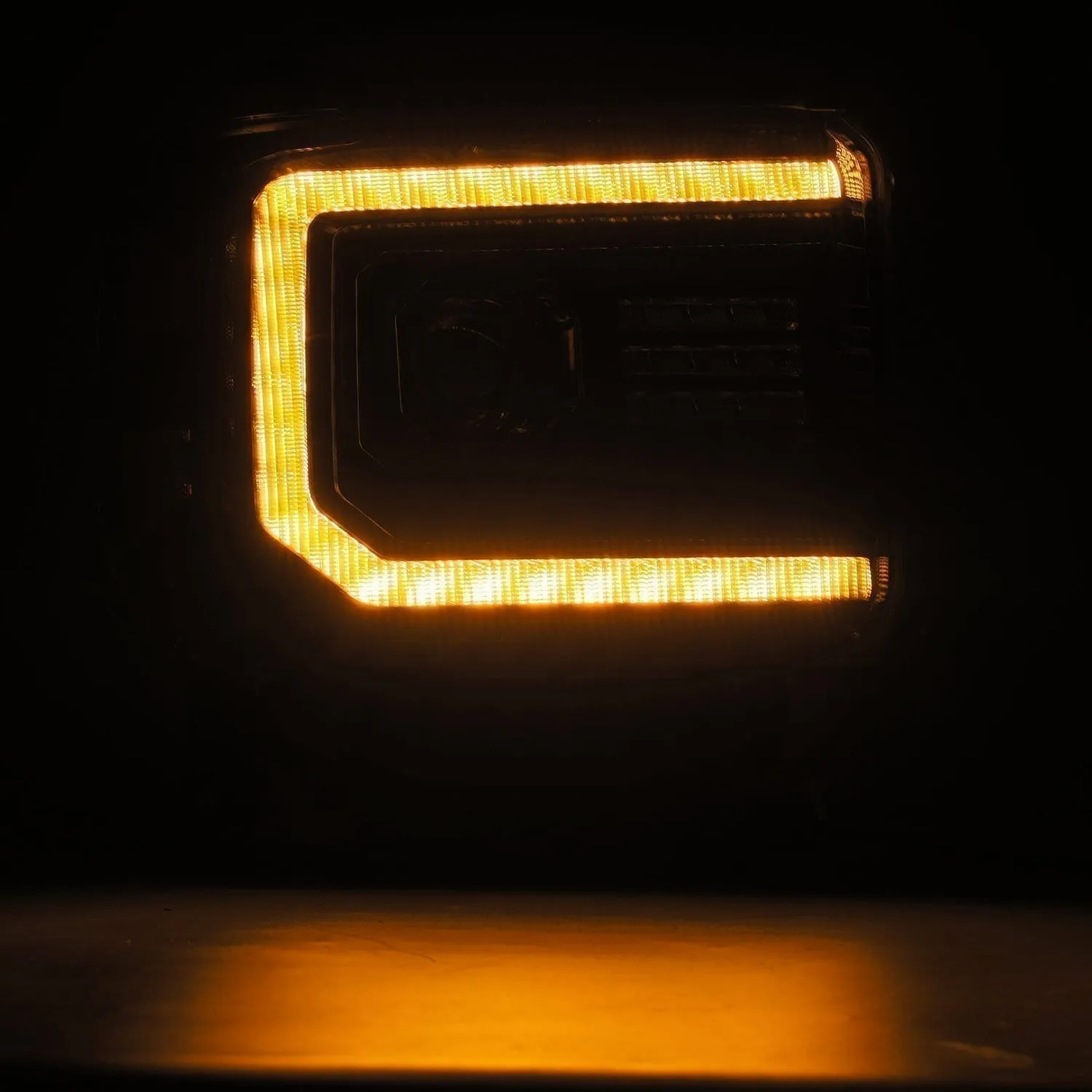 AlphaRex Headlights GMC Sierra (14-18) Dual LED Projector LUXX Series w/ Sequential Turn Signal - Alpha Black / Black
