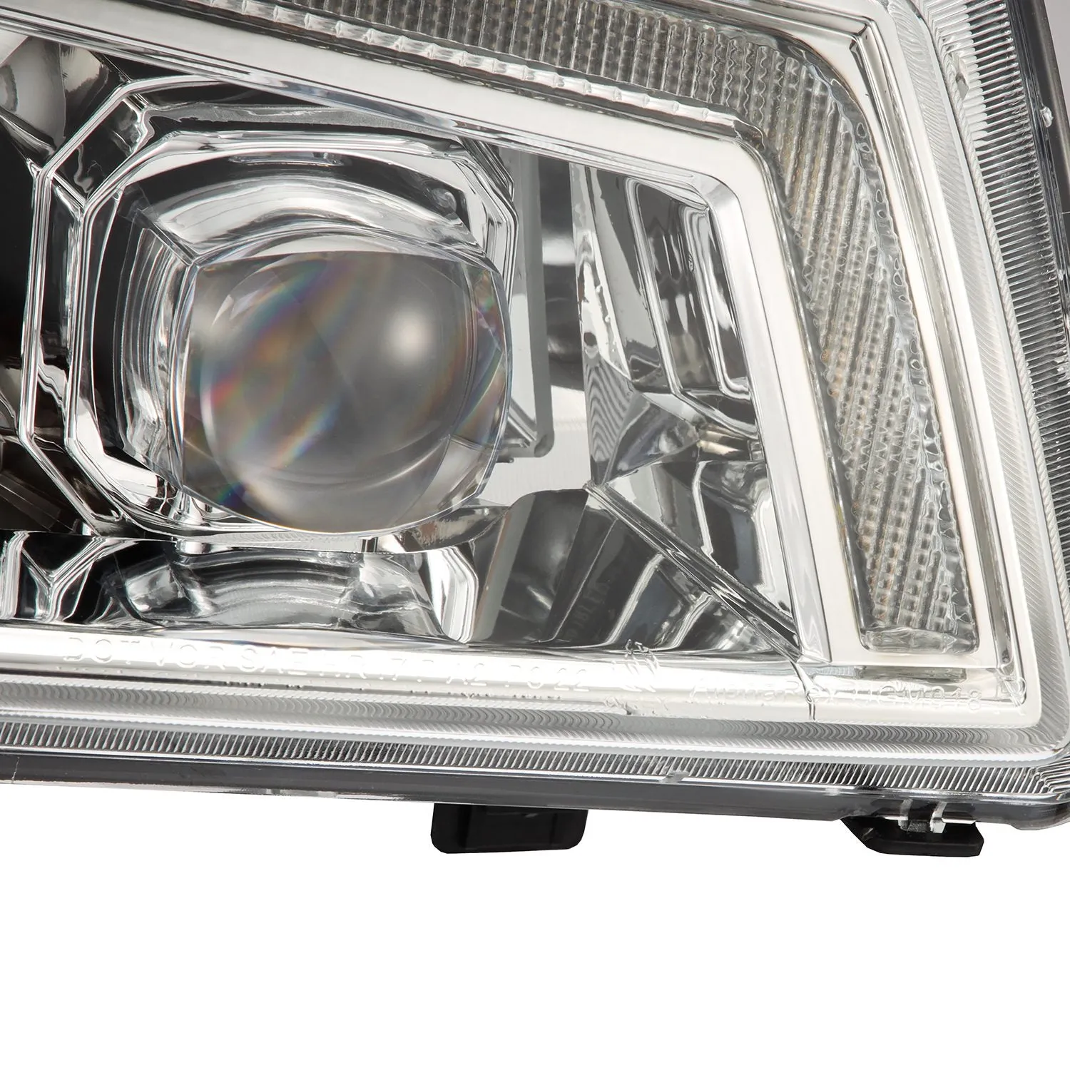 AlphaRex LED Projector Headlights Chevy Silverado w/o Body Cladding (03-06) [3D Ice-Cube LED - NOVA Series w/ DRL] Alpha-Black / Chrome / Black