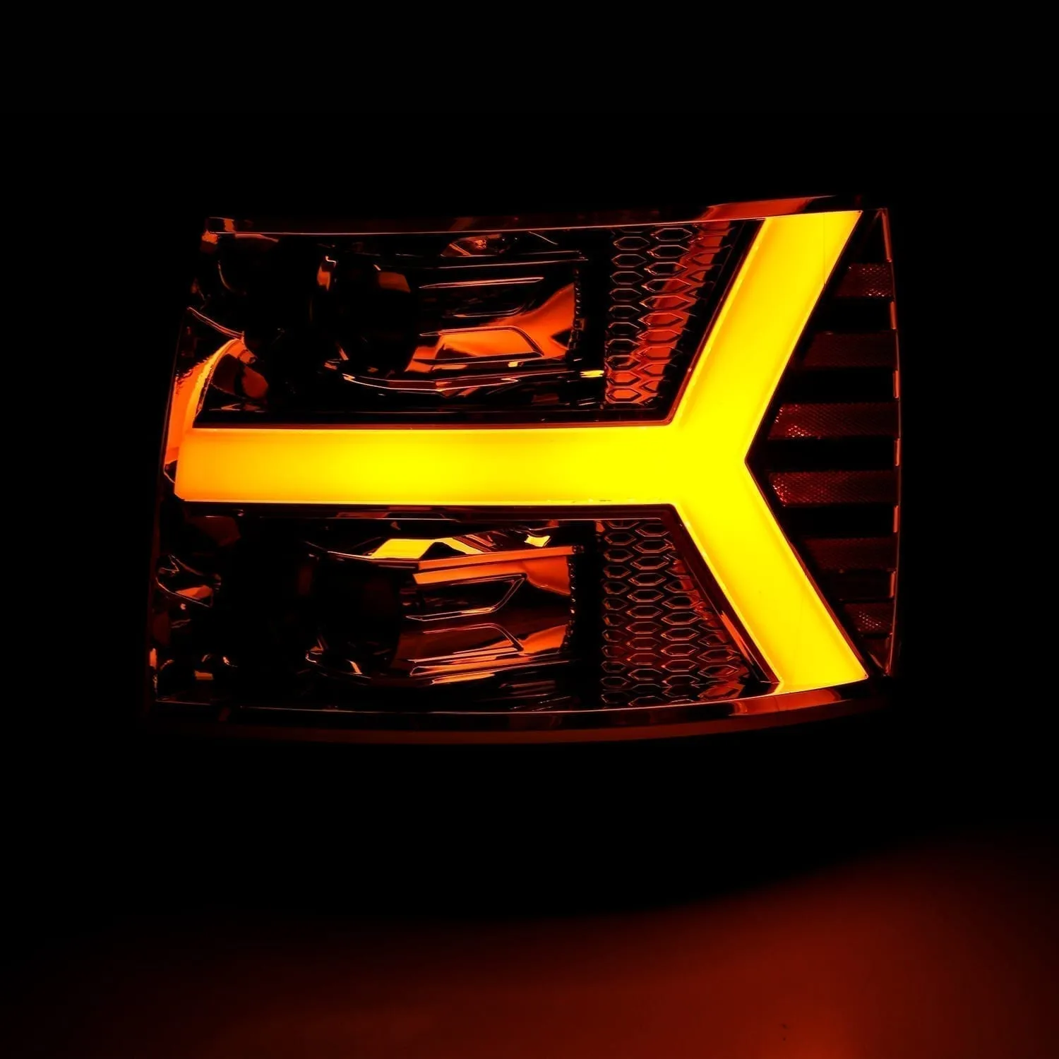 AlphaRex Projector Headlights Chevy Silverado (07-13) LED LUXX Series w/ Sequential Turn Signal - Chrome / Jet Black